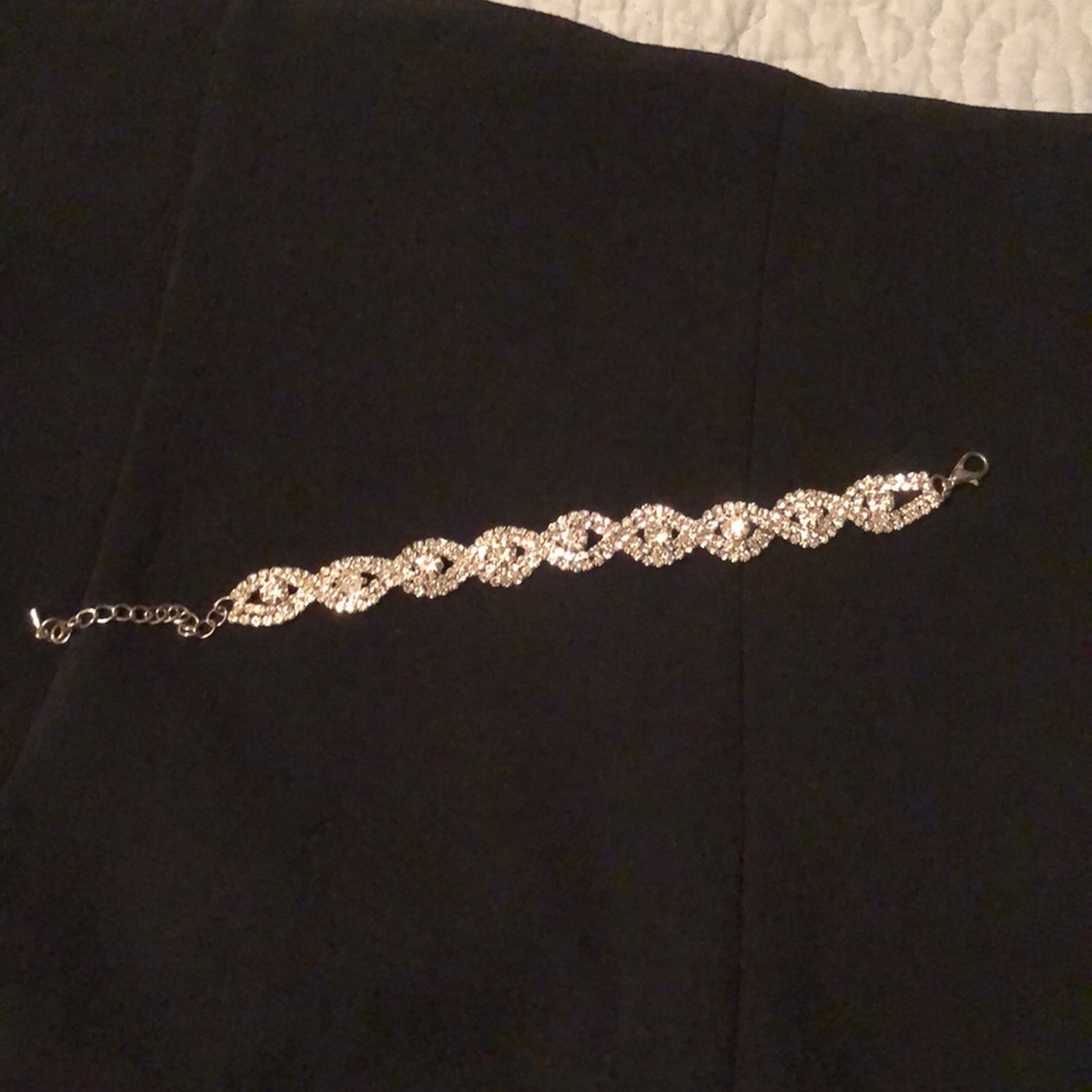 Rhinestone and silver bracelet